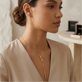 Ilona 14K Gold Plated Copper Infinity Jewelry Set CZ Lariat Necklace Huggie Earrings Eternal Love Symbol Jewelry Gift for Women