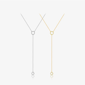 FUAMAY Fashion 925 Sterling Silver Lariat Necklace Minimalist Plain Circle Necklace