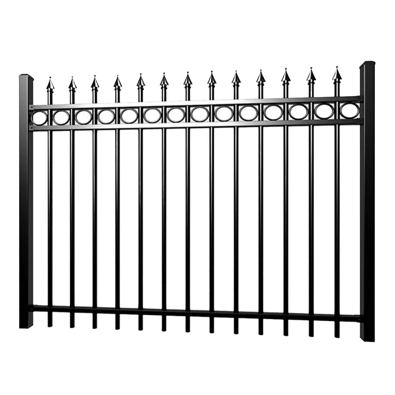 Hot Sale Modern Metal Fence Galvanized Picket Wrought Iron Steel Fence Panels Heat Treated Outdoor Garden Use