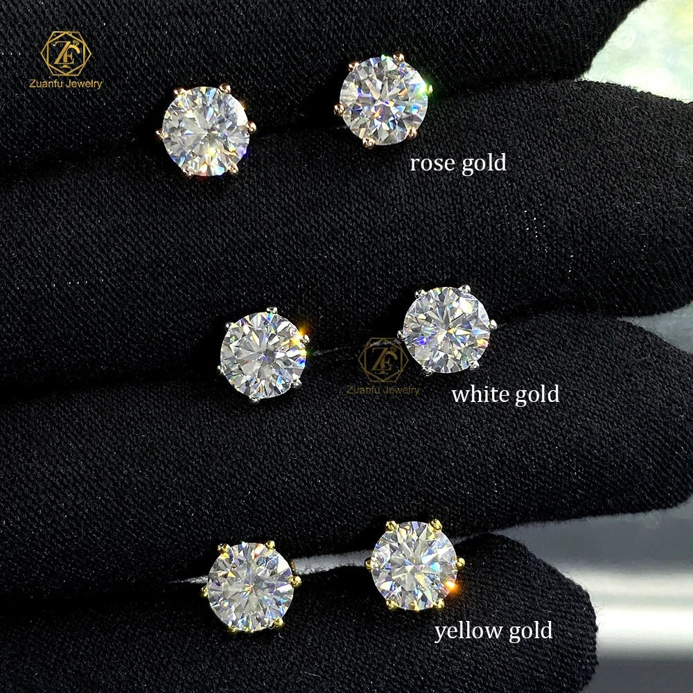 Minimalist S925 Sterling Shining Diamond Earring Luxury Moissanite Stud Earrings Jewelry With GRA Certificate