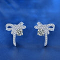 XEA004 Elegant Fashion Designer Wedding Fine Jewelry 925 Sterling Silver 0.5ct Moissanite Bow Stud Earrings for Women