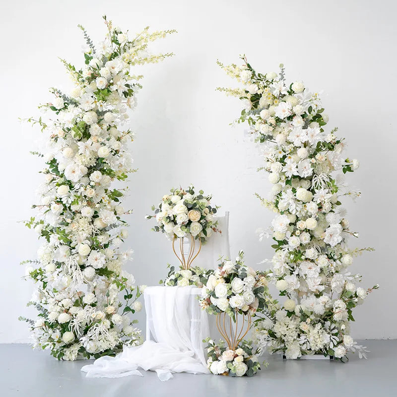 Wholesale Event Decorative Silk Flowers Arrangement Metal Stand Artificial Flowers for Wedding Arch