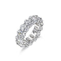 925 Silver Eternity Ring with All Round Cubic Zirconia Oval Radiant CZ Trendy Fine Wedding Band for Parties and Engagements