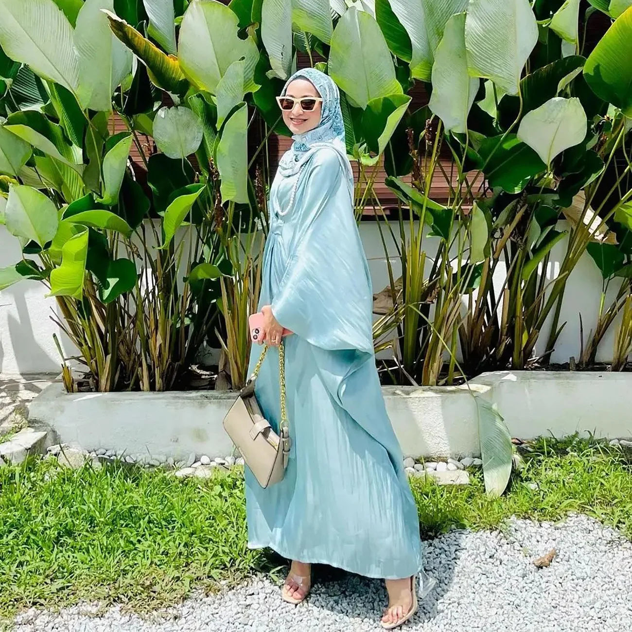 Wholesale Moroccan Kaftan Cotton Abaya Loose Batwing Sleeve Indonesian Malay Dubai Abaya Women Muslim Caftan Long Dress