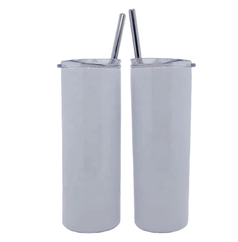 Wholesale  Ready for Sublimation Blank STRAIGHT 20oz Skinny Tumbler with Metal Straw  Custom Logo Tumbler