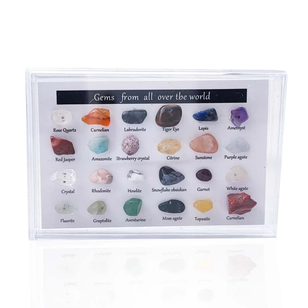 Natural Stone Box Set 24 Ore Specimen Geology Teaching Materials Natural Agate Crystal Gem Home Decor