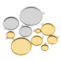 6-30mm Bezel Pendant Trays Stainless Steel Round Cabochon Setting Trays Pendant Blanks for Jewelry Making DIY Necklace Bracelet