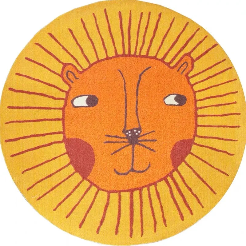 Fancy Round Shape Carpet Lion Carpet Soft Cartoon Decorations House Floor Rug