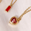 Trendy Red Zircon Crystal Pendant Stainless Steel Necklace Luxury Exquisite Women Wedding Jewelry Valentine's Day Gift