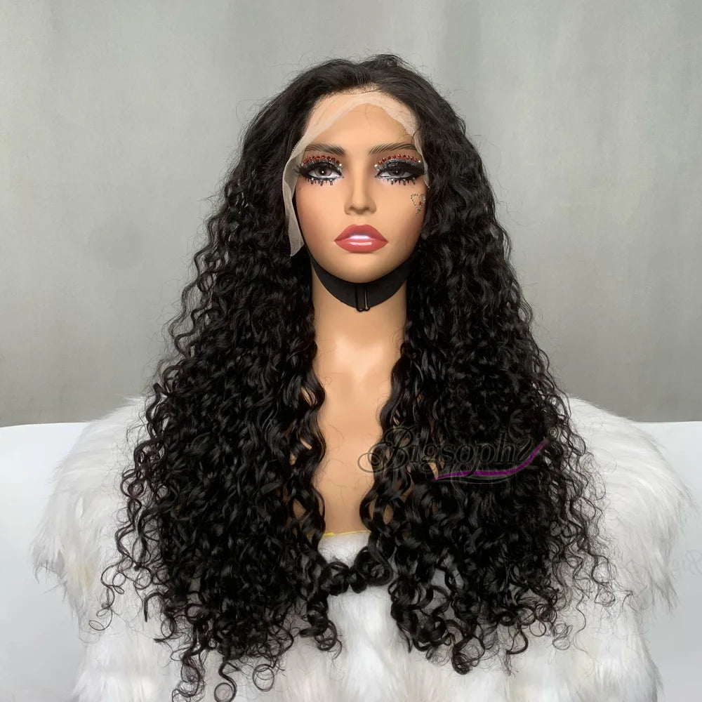 Good Price Super Double Drawn Luxury Curl Raw HairNatural Black Long Curly Hair 13X4 Full Frontal Lace Wig for Sell