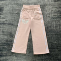 Custom Logo Screen Printed Stacked 100% Cotton Terry French Jogger Pants Streetwear Loose Striped Double Waist Sweatpants Men