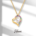 HOVANCI Trendy Women Elegant Necklace Natural Pearl Heart Pendant Necklaces Stainless Steel Gold