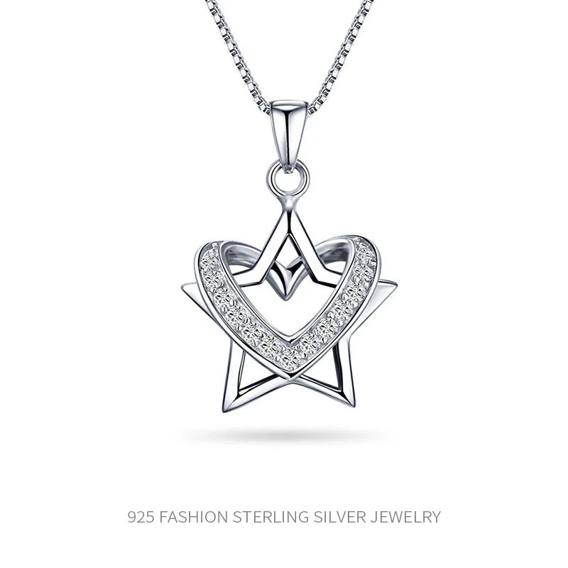 GT Original Design Elegant Heart Charm Necklace Women Fashion Sterling Silver Star Diamond Pendant Necklace Wholesale