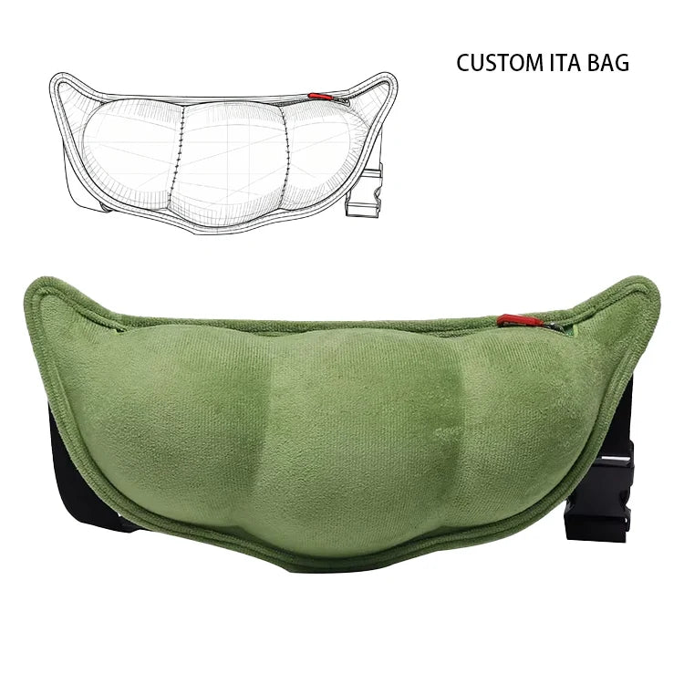 Custom Pea Shape Ita Crossbody Bag Purse Furry Fanny Pack Plush Waist Ita Bag