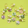 French Retro Carabiner Keychain Accessible Luxury Enamel Pendant Dripping Oil Flower Monet Garden Oil Painting Metal Material