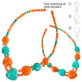 Beautiful Orange Spiny oyster Roundle Beads with Irregular Natural Turquoise Pendant Perfect Gifts for He
