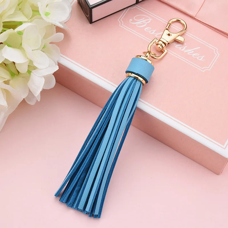 2026 Sale New Fashion Tassel Key Chain Women Cute Tassel KeyChain Bag Accessory PU Leather Tassels Car Key Ring Fringe Jewelry
