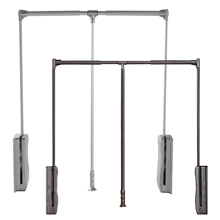 Pull Closet Rod Silence Buffer Aluminium Alloy Adjustable Sturdy Heavy Duty Wardrobe Lift Organizer Storage System Hanger Rod