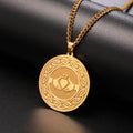 Myshape Claddagh Necklace Love Knot Round Medallion Pendant Triquetra Celtics Amulet Stainless Steel Friendship Jewelry