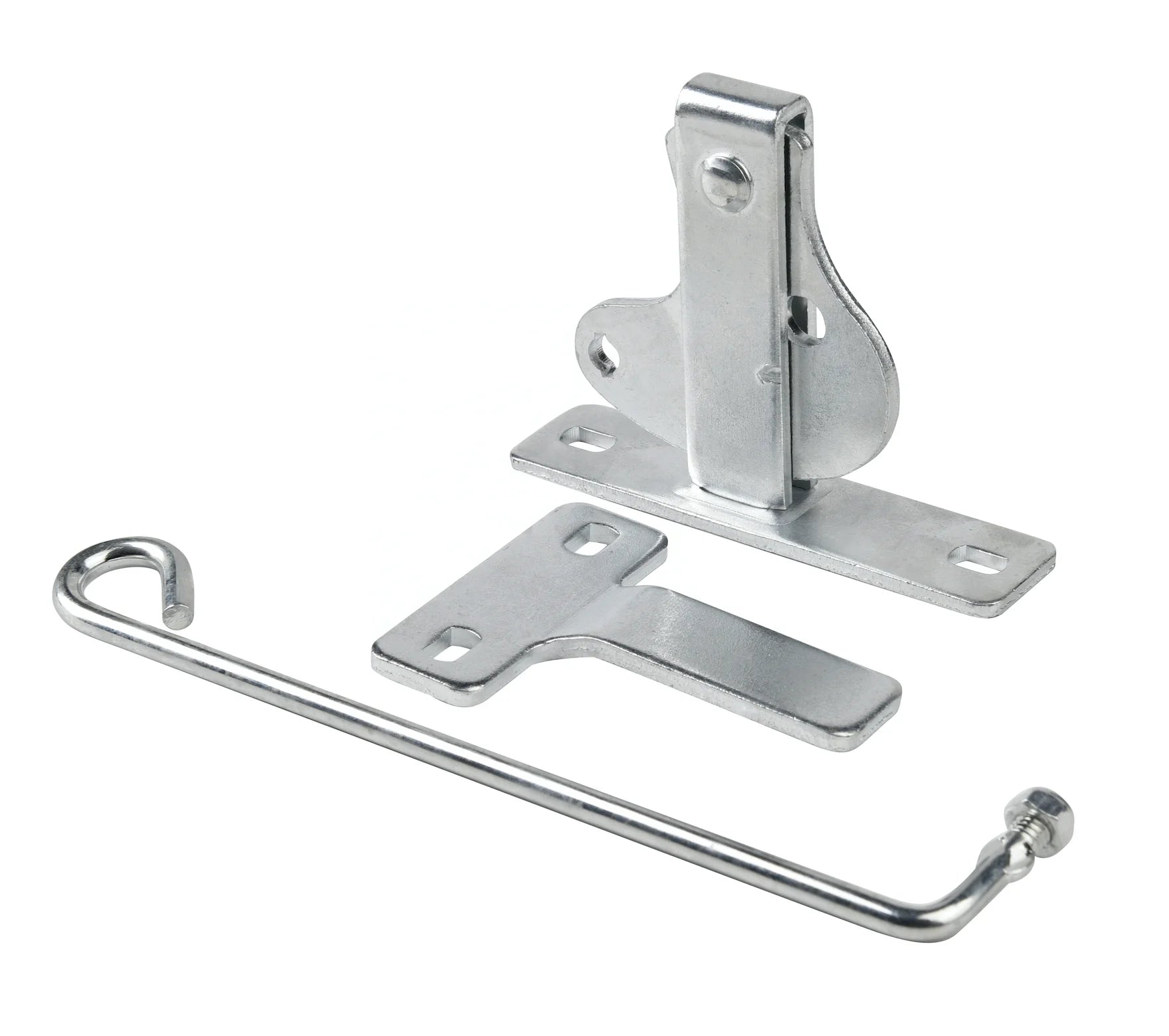 Modern Silver Zinc Plated Powder Coated D Latch and Striker with Round Hook Handle for Farmhouse