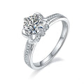 For SMR90 Wholesale S925 Sterling Silver Women's Flower Rings Third Party Appraisal 1.0CT Pear Cut Rhodium Plated Prong Ring