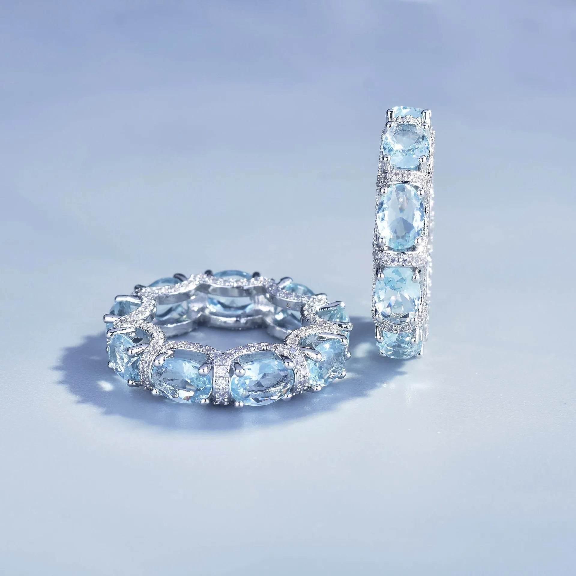 Vintage Aquamarine Ring Luxury Raw Crystal Diamond Ring Handmade Aquamarine Ring Wedding or Anniversary Gift for Her