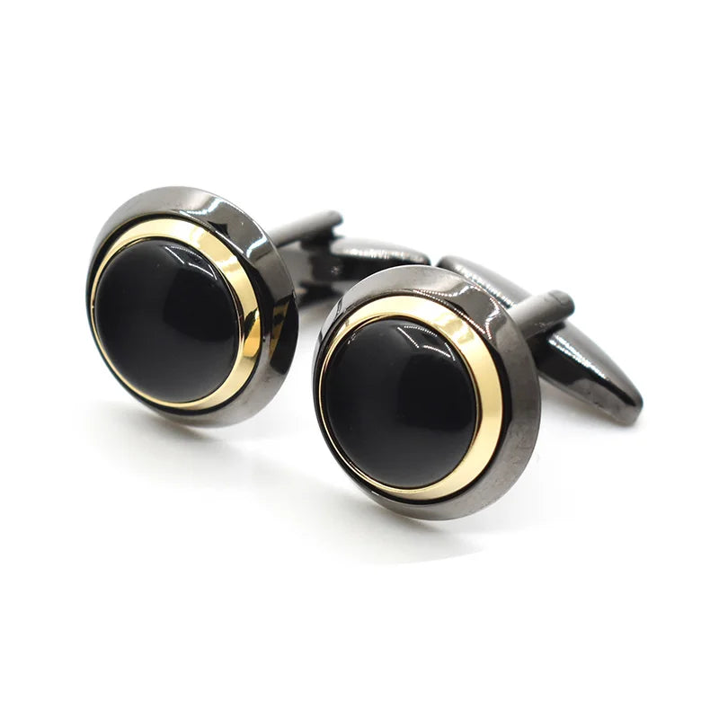 Wholesale Black Color Agate Stone Elegant Cufflinks Custom Mens Suit Shirt Fashion Accessory Wedding Tuxedo Trendy Jewelry Gift