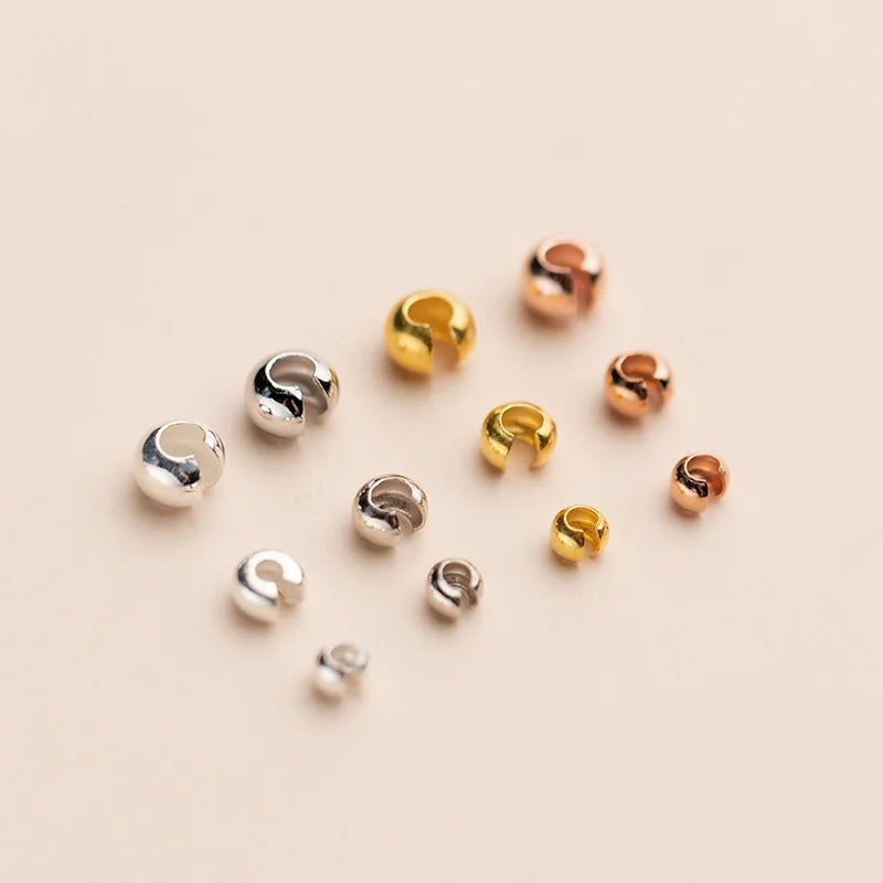 2.5- 5.5mm 925 Sterling Silver Accessory Crimp Bead Cover for Bracelet and Necklace Making