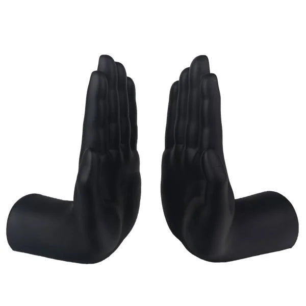 Hand-themed Resin Book Supports Hand-painted Artistic Gesture & Solid Black Texture Home Office Decorative Literary Accent