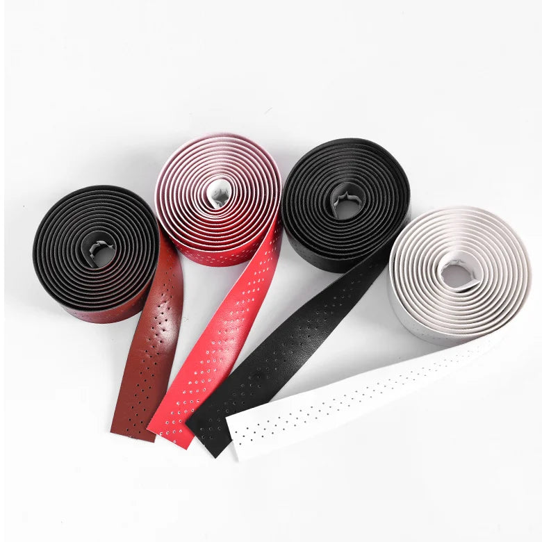 Latest Product Pu Leather Perforated Breathable Bicycle Handlebar Tape Comfortable Light Weight Anti-Slip Bicycle Bar Tape