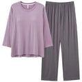 Plus Size Two-piece Milk Cotton Long Sleeve Women's Sleepwear With Bra Pad Home Wear Set