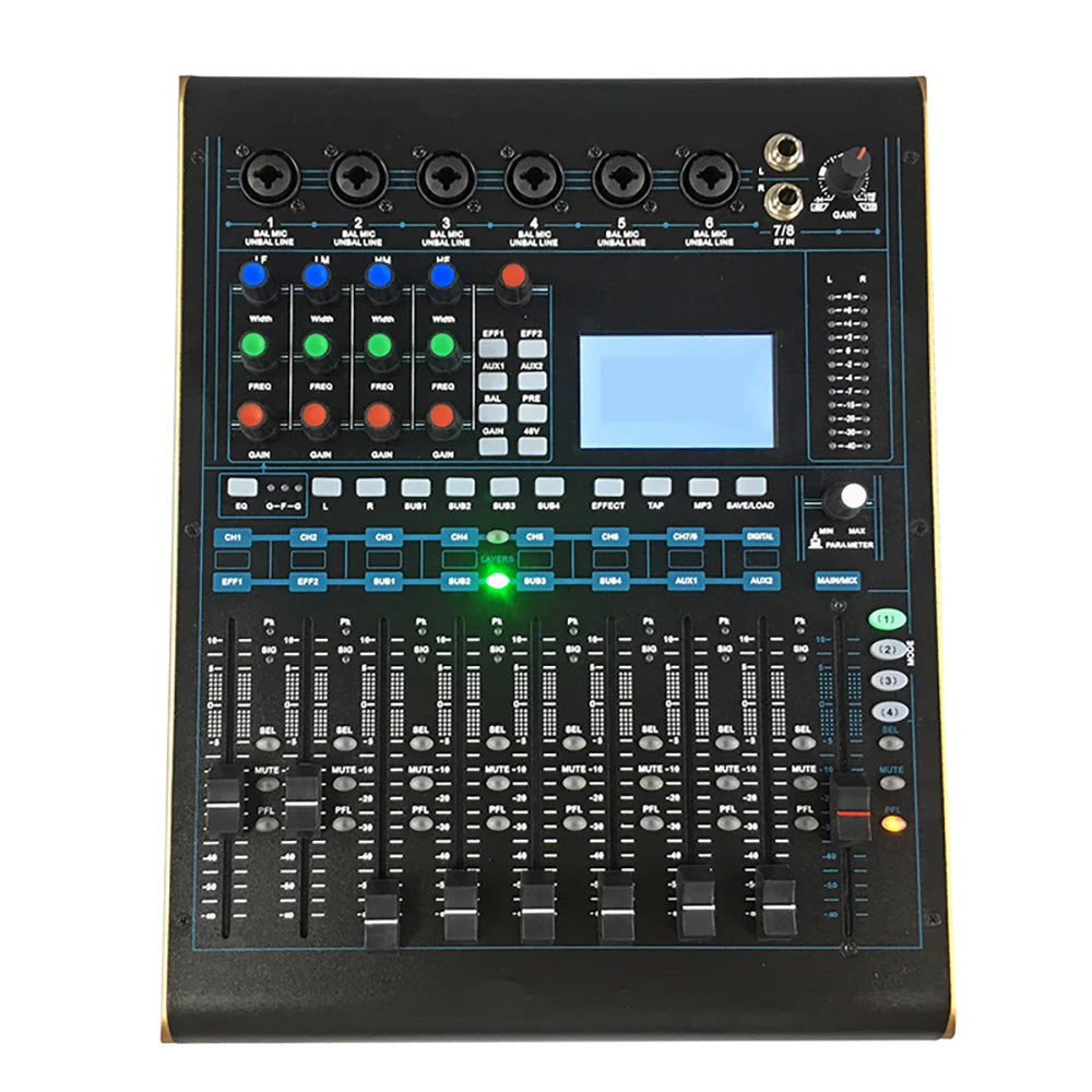 Depusheng  MD12 Factory Best Selling 12 Channels Professional Digital Mixer Audio DJ Mixing Console for Recording Stage
