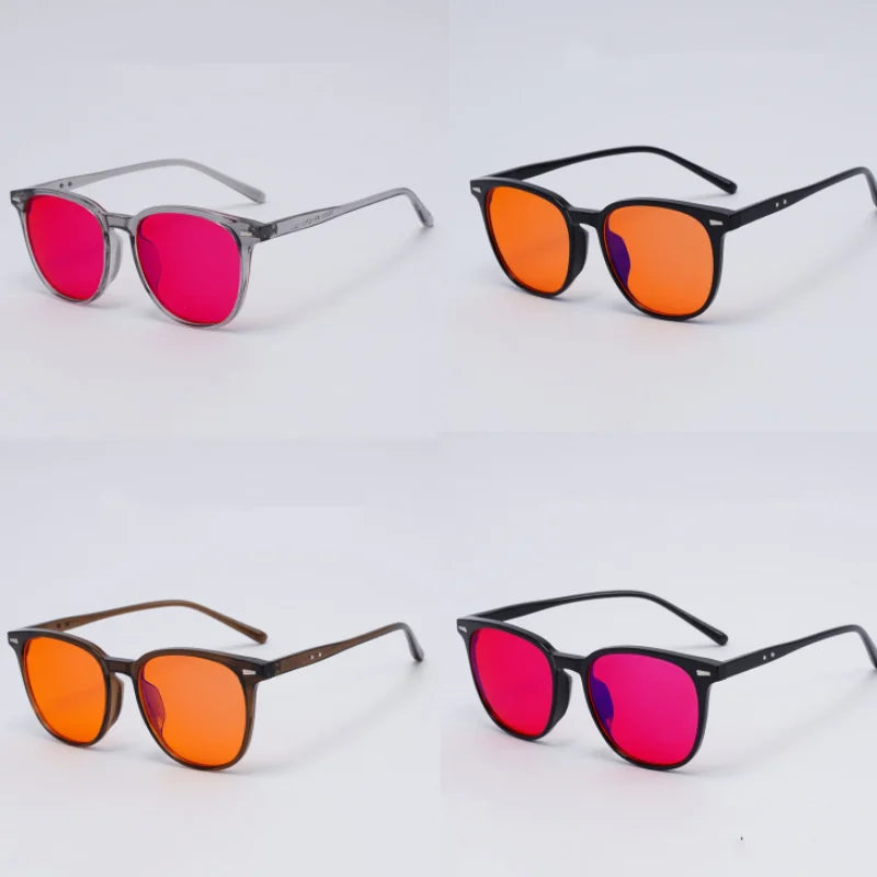 Fashion 99% Red Lens Lightweight Round Blue Light Blocking Eyeglasses Orange Lens Anti Fatigue Help Sleep TR90 Glasses Frame