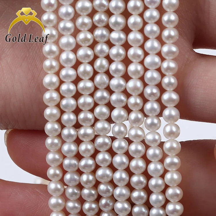 Goldleaf AAA Grade Third Party Certified Natural Freshwater White Pearl Beads 7-8mm Loose for Jewelry Making DIY