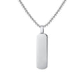 Wholesale Custom Logo Engraving Name Men Long Necklace Punk Geometric Rectangle Blank Bar Pendant Stainless Steel Gift