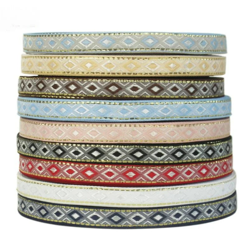 Custom Jacquard Woven 12MM Wide High Tenacity Polyester Cotton Embroidered Webbing Ribbons for Garment Home Textile Bags & Shoes