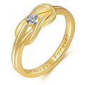 Valentine's Day Gift Set 18K Gold Plated Love Knot Ring Always&Forever Oval Cut Diamond Zircon Rings for Engagement