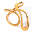Simple Smooth Line Shaped Opening Finger Jewelry 18K PVD Gold Plated Stainless Steel Double Layer Curve Adjustable Rings Women