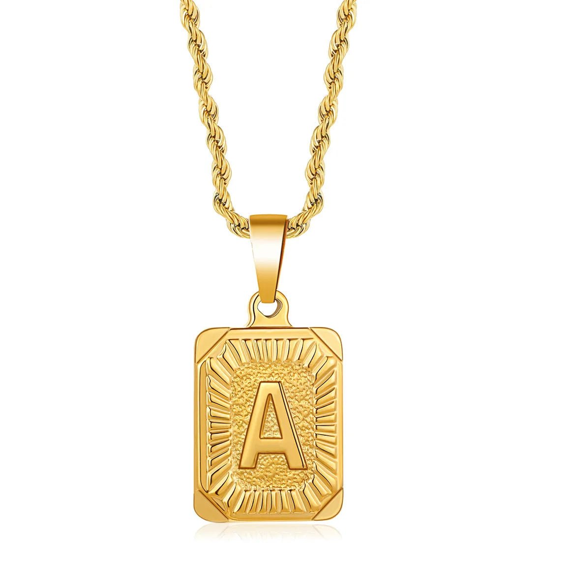 Shescity Trendy Women's Gold-Plated Stainless Steel Necklace with 26 Letters Charms Designer Link Chain Pendant Jewelry Gifts