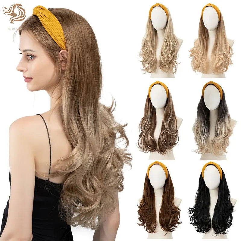 GT Headband Wig for Women Black Straight Synthetic Headband Wig Glueless Heat Resistant Looking for Daily Party Use