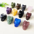 Wholesale Tai Chi Jade Horned Skulls Carved Crystal Stone Skulls Heads With Ram Horns