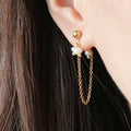 Dangling Chain Earrings Stainless Steel 18K Gold Plated Hypoallergenic Freshwater Pearl Chain Stud Earrings Jewelry for Gifts