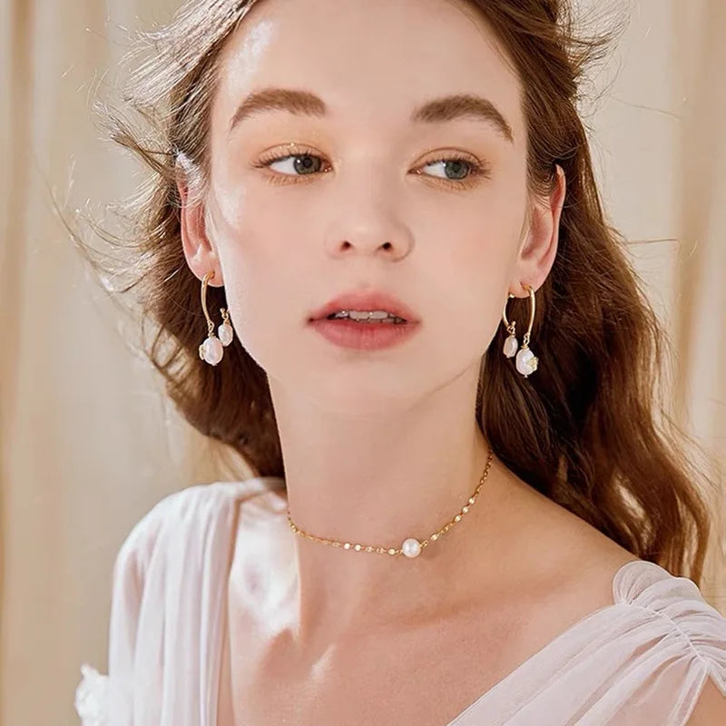 Cheap Wholesale Korean Earrings Jewelry 925 Gold Plated Fashion Trendy Women Pearl Earrings 2025