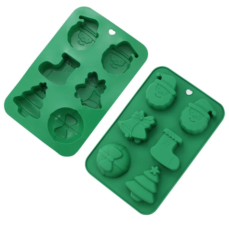 New Christmas Tree and Snowflake Silicone Mold for Biscuit Candy and Cake Holiday Gift Tool