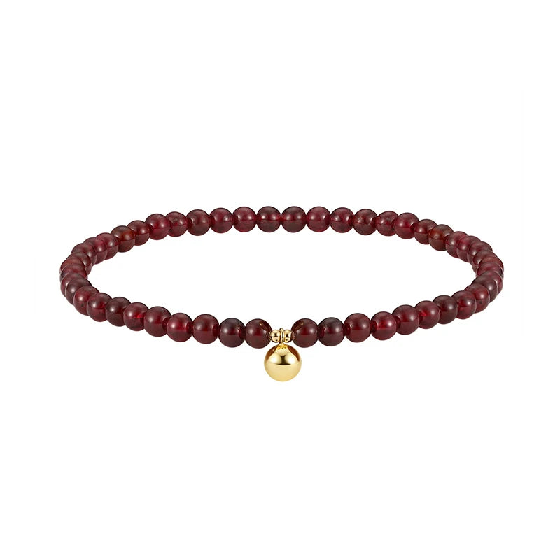 ICEBELA Wholesale 14K Gold Plated Jewelry Real 925 Sterling Silver Garnet Ancle Anklet Silver Beads Pendant Chain for Women