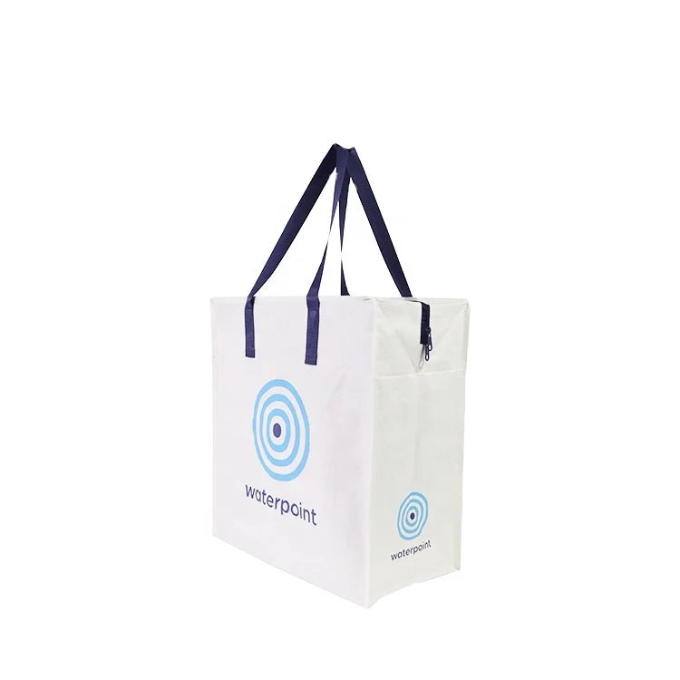 RPET Custom Printed Foldable Recyclable Shopping Bags Eco Friendly Reusable 12kg Load Capacity Grocery Tote for Retail