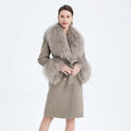 Handmade Detachable Mongolian Collar Cuffs Real Wool Coat Solid Color Cashmere Coat Women