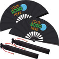 2023 Wholesale Holographic Iridescent Reflective Bamboo Hand Fan Large Hand Folding Fan Party Loud Rave Handheld Fan Foldable