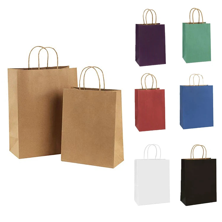 Wholesales Recyclable White Kraft Paper Bag Shopping Bag Gift Bag With Paper Handles