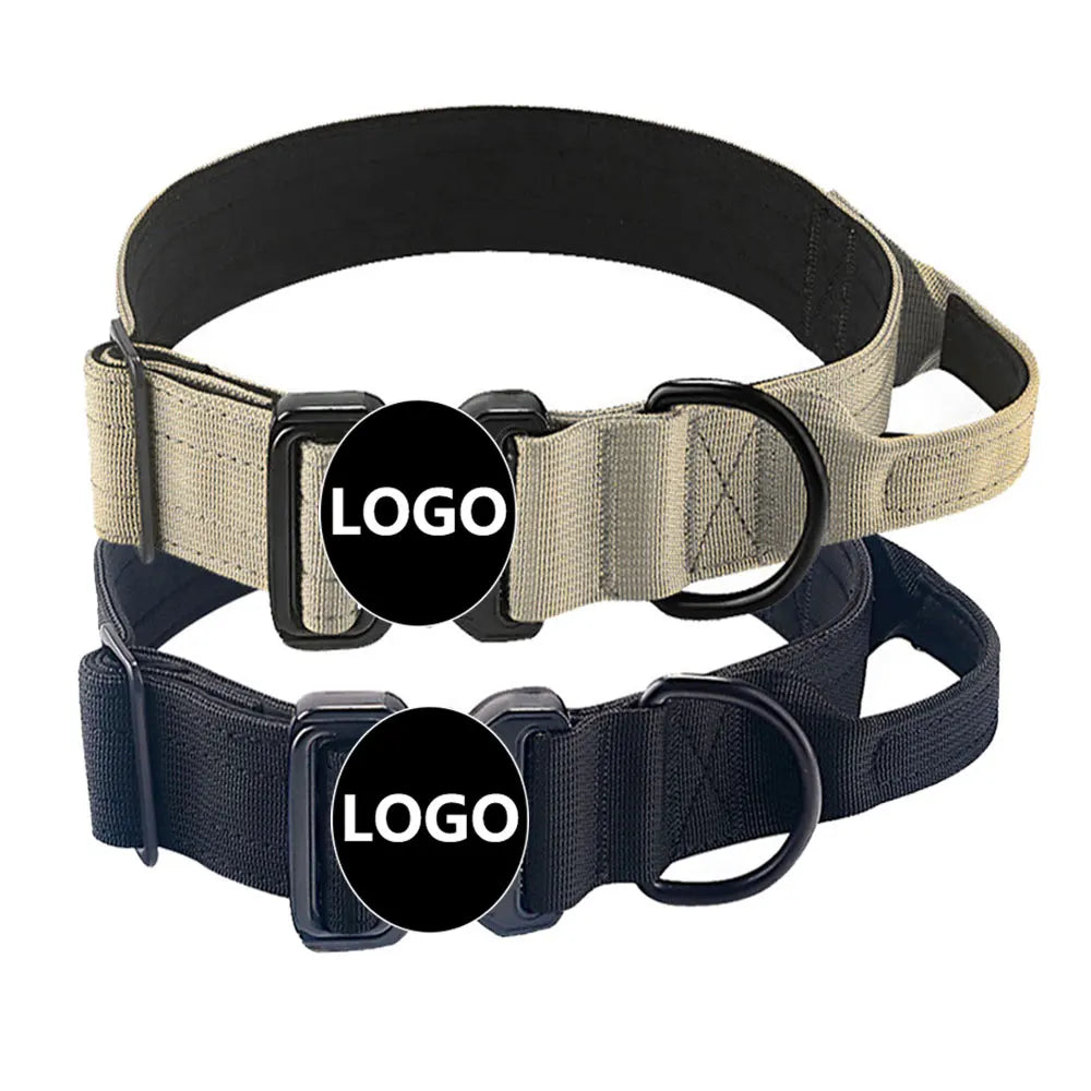 Nylon Pet Dog Collar With Traffic Handle Heavy Duty German Shepherd Medium Large Dog Collars Metal Buckle Tactical Dog Collar